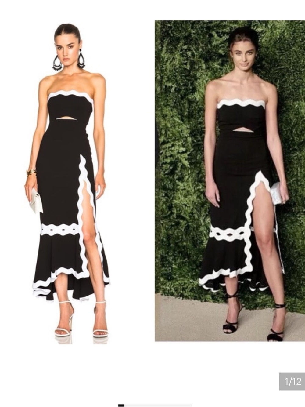 Jonathan Simikhai black and white scallop trim midi dress